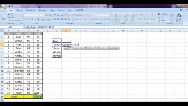 VLOOKUP Tutorial ( हिन्दी ) - Vlookup In Excel - VLookup Formula With Examples