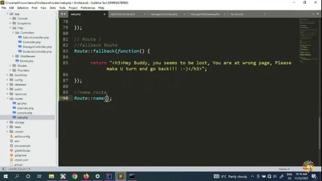 11. Laravel Single Slash Route, Fallback And Group Name Routes  | Laravel For Absolute Beginners
