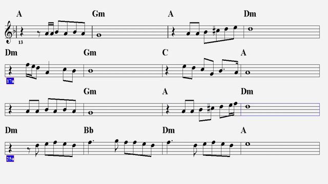 SENİ TERKEDECEĞİM--Dm--(Play Along)--:Guitar,Keyboard,Violin,Flute,Ukulele,Melodica,Recorder.