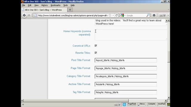 Setup All In One Seo Plugin