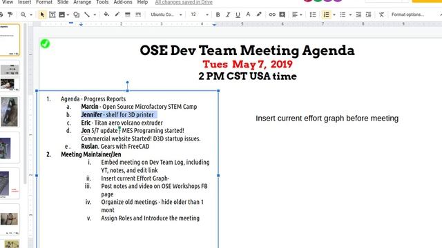 Development Team Meeting - May 7, 2019