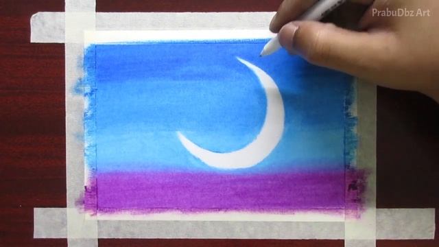 Lonely Boy Moonlight Dream Scenery Drawing With Oil Pastels | PrabuDbz Art