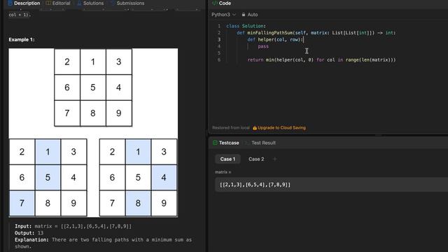 LeetCode 931  Minimum Falling Path Sum - Python