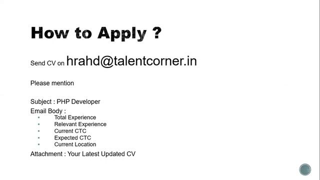 Job Opportunity For PHP Developer