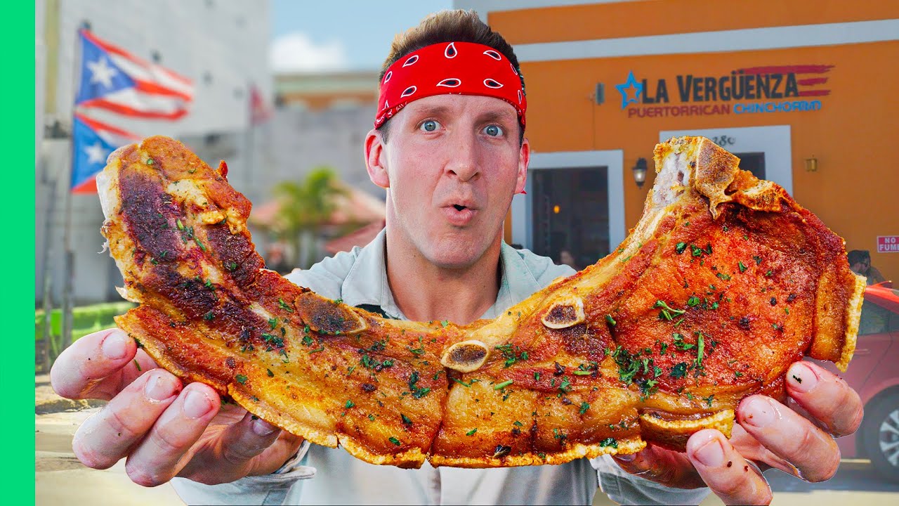 Record Breaking Pork Chops!! Street Food Marathon In Puerto Rico!!