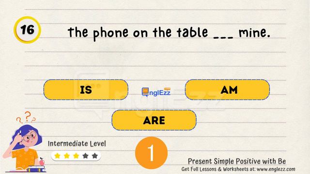 Present Simple Tense Positive Intermediate Quiz 😍 Verb To Be Grammar Quiz। English Grammar Test