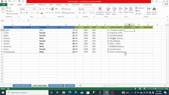 Text Functions in Excel
