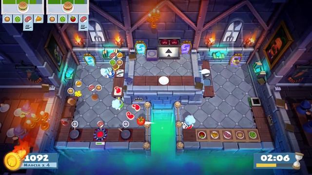 Overcooked 2. Main Story 3-4 | 4 Players Coop 4 Stars. Score: 2644