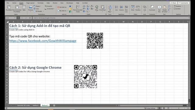 CÁCH TẠO MÃ CODE QR Vào Excel/ Word/ Powerpoint