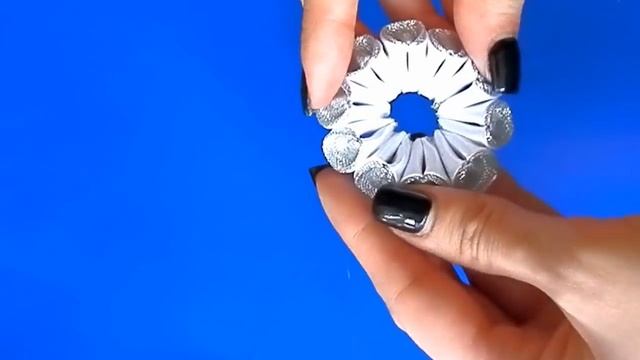 New Year DIY ❅СНЕЖИНКА - АФИНКА канзаши / ❅Snowflake Kanzashi