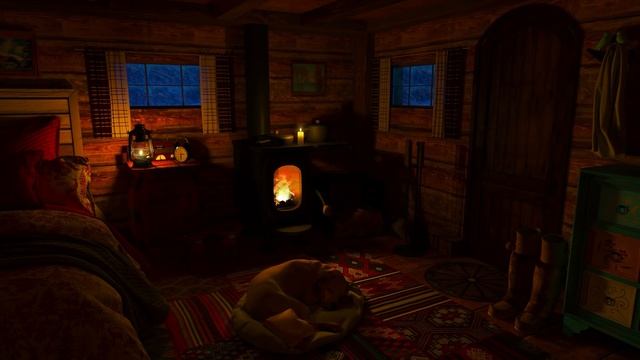 Cozy Winter Hut Ambience With DOG - Blizzard, Snowstorm Sounds And Wind Sound Effect