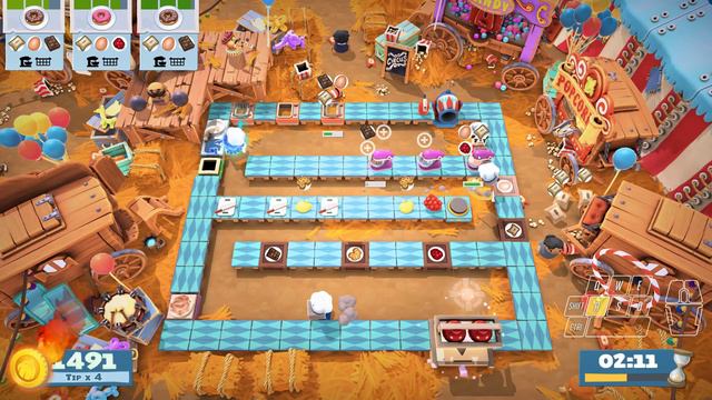 Overcooked 2 Carnival Of Chaos 3-1 4-player 4-star Score: 3339
