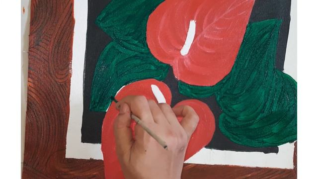 3D Acrylic Painting|acrylic Painting Step By Step| Anthurium Flower Acrylic Painting|Lavus Art Worl