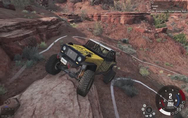 Медленная езда по изгибу BeamNG Drive