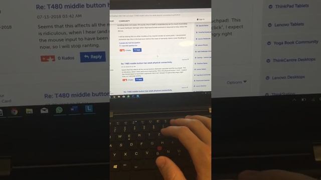 Lenovo ThinkPad X390 Yoga Middle Button not functioning properly