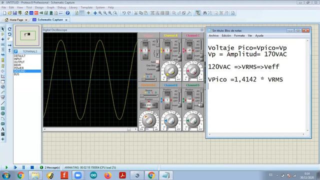 PROTEUS Tutorial #3 - Como Conectar Un Osciloscopio Y Analizar El Voltaje Alterno!!. Rápido Y Fácil