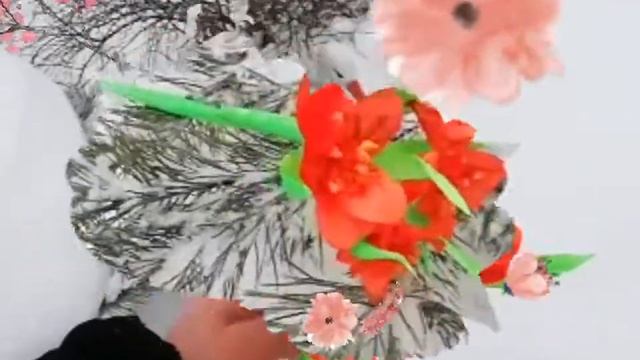Альстромерия из атласных лент. Природа Подмосковья.