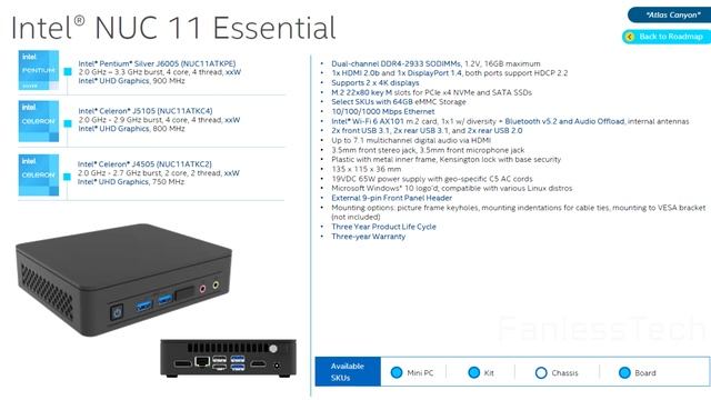 Intel NUC 11 Essential Detailed Powered By Pentium Silver And Celeron Jasper Lake