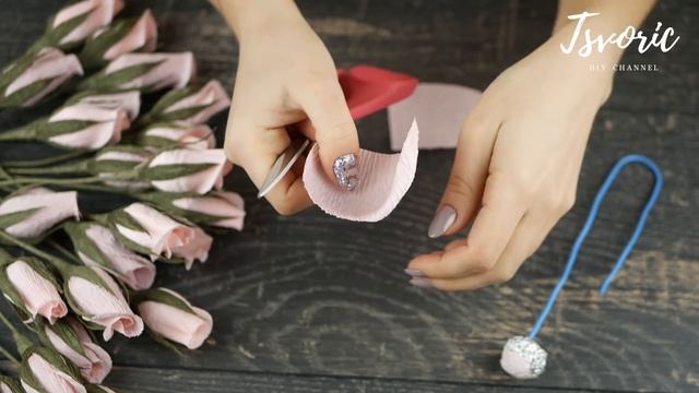 Simple Roses For A Bouquet Of Paper / Простые розы для букета из бумаги / DIY TSVORIC
