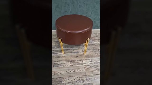 Пуфик, коричневый, двойное золото, 34х34