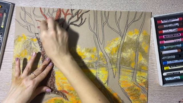 Урок рисования: Осенний пейзаж [Пастелью] \ Drawing Lesson: Autumn Landscape [Pastels]