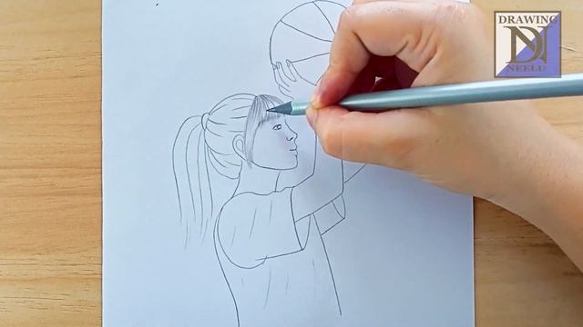 How To Draw A Girl Playing Volleyball | Easy Sketches For Beginners | Simple Pencil Drawing Tutoria
