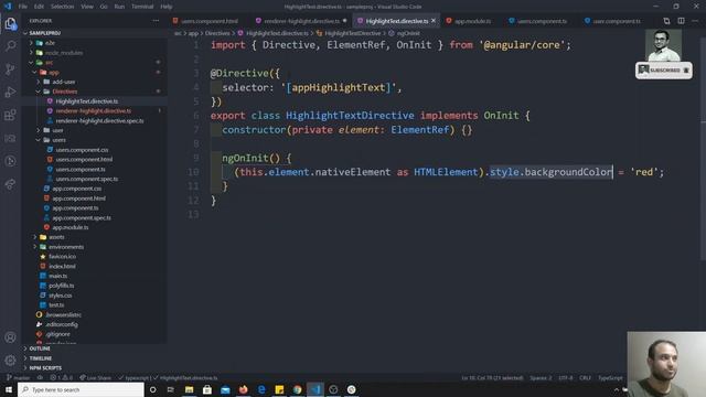 35. Using HostBinding Decorator To Bind The Properties For The Directive Element In The Angular.