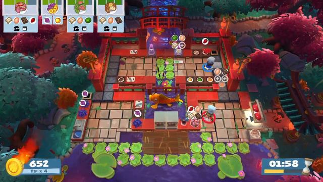 Overcooked 2 [World Record] Moon Harvest 1-4 - 2 Players - Score: 1664