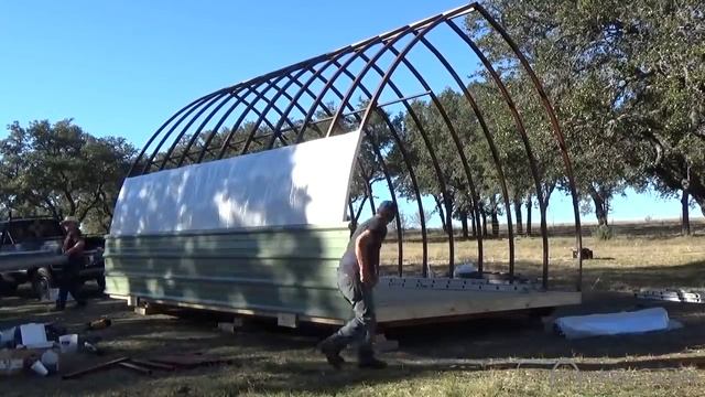 Build process of a 14 x 20 DIY Arched Cabin LLC Tiny House Kit