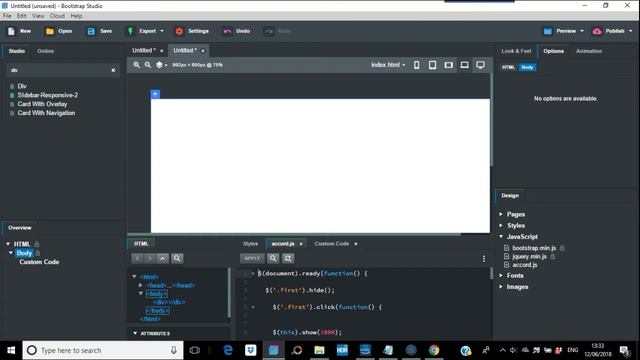 Adding JS Components In Bootstrap Studio
