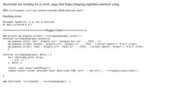 Wordpress: WordPress Shortcode Plugin Not Working