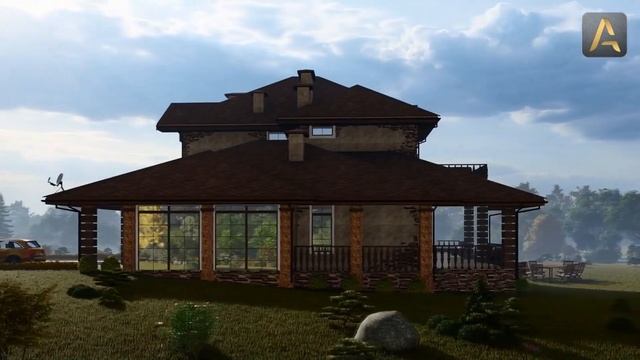 Безупречный дом с удобной планировкой. Проект дома с цокольным этажом, сауной, террасой и балконом