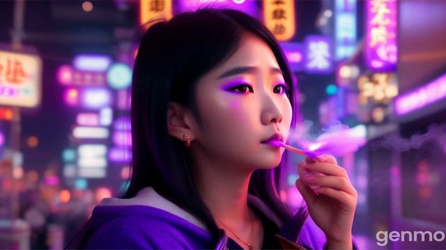 фиолетовый дым сигареты