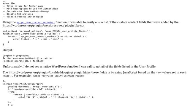 Wordpress: Get A List Of All Available Fields In The User Profile