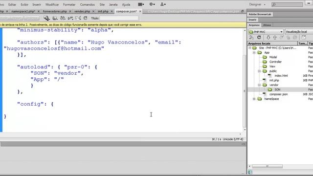 PHP 7 Com MVC - Aula 09 - Configurando Arquivo Json
