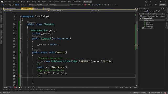 ASP.NET Core SignalR - Connect Console App To Sever