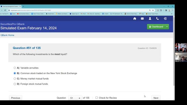 Series 7 Exam Practice Test Explication On Shared Screen With Test Taker.  Pause, Answer, Play.