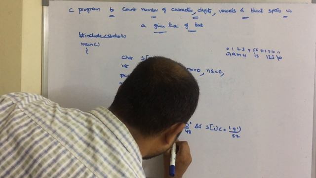 C Program To Count Number Of Characters,digits,vowels,spaces In A Given Line Of Text