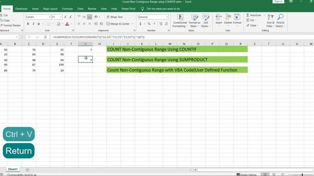 How To Count Non Contiguous Range In Excel