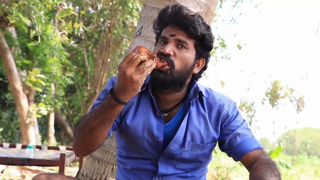 5kg Spicy Pork Fry Eating Village Man | Big Pieces Pork Fry ! So Yummy | World Man Cooking