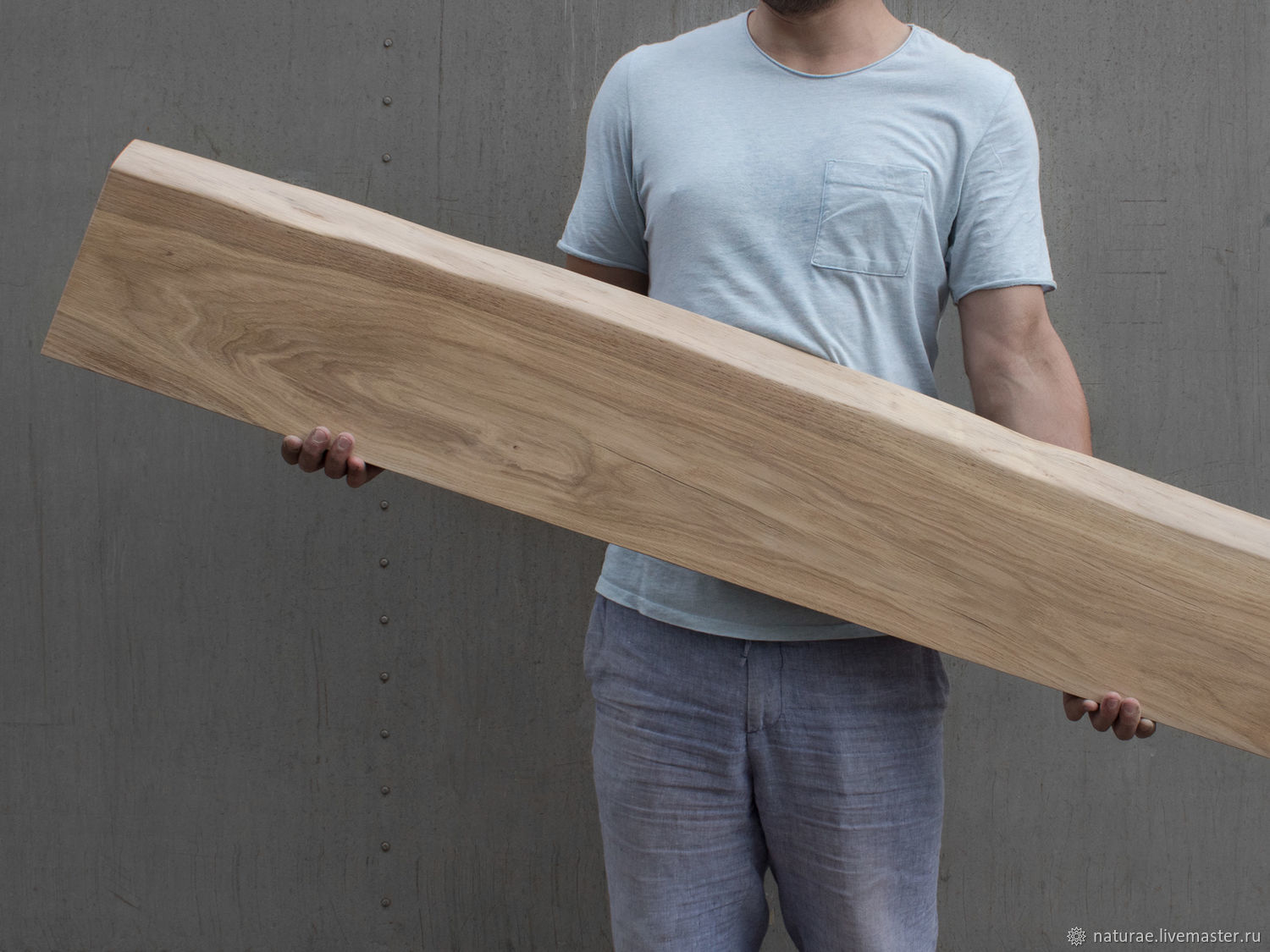 Полки /30-300 см/ настенные из массива - дуб, ясень, бук, лиственница, сосна - скрытое крепление