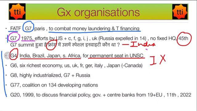 Part 1 : INTERNATIONAL ORGANISATION G4 G6 G7 G20 G77 & FATF COUNTRIES