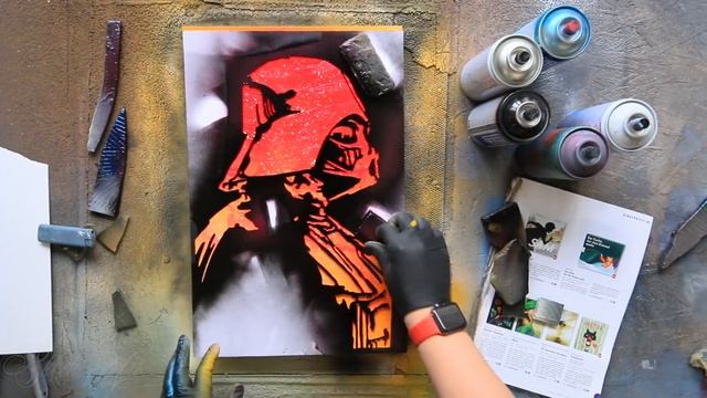 Darth Vader VS Luke Skywalker - GLOW IN THE DARK - SPRAY PAINT ART By Skech