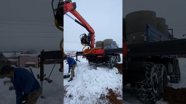 Бурение колодца на 16 колец за 3 часа в Дмитровском районе