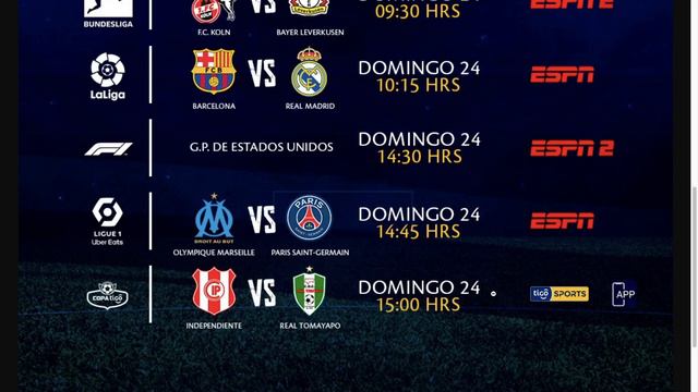 Domingo 24 De Octubre: Menú Del Día De Tigo Sports Bolivia