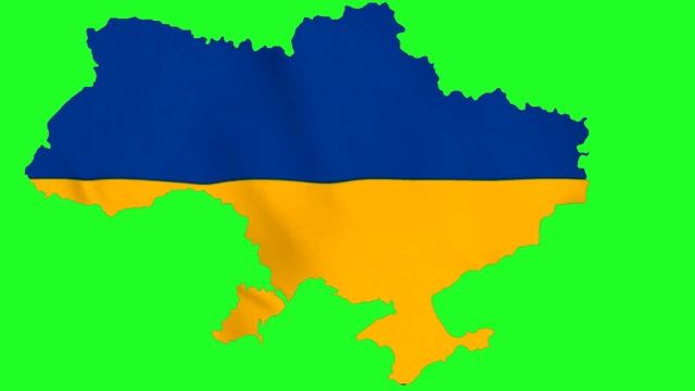 Контур Украины на фоне флага