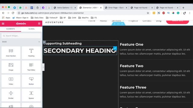 HOW TO CREATE A CUSTOM 404 ERROR PAGE WITH ASTRA PRO AND ELEMENTOR