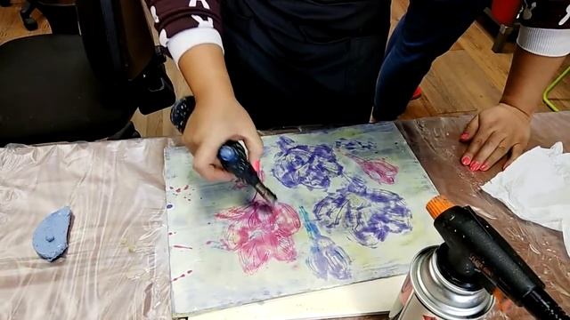 Зарисовки с мастер класса Тикановой Светланы по технике энкаустика  25.11.2017.