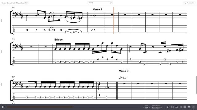 Led Zeppelin - Thank You Isolated Bass Tab