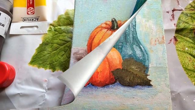 Peindre Une Citrouille Au Couteau/ Painting With  Knife Pumpkin/ Рисуем тыкву мастихином